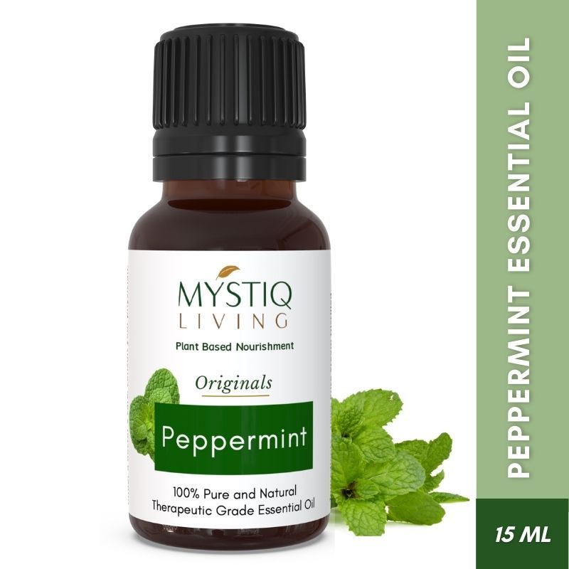 Mystiq Living Peppermint Essential Oil For Hair Growth, Dandruff & Itchy Scalp, 100% Pure Organic