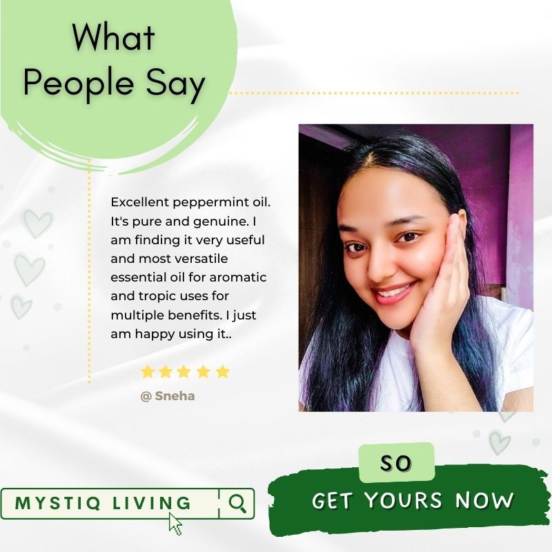 Mystiq Living Peppermint Essential Oil For Hair Growth, Dandruff & Itchy Scalp, 100% Pure Organic