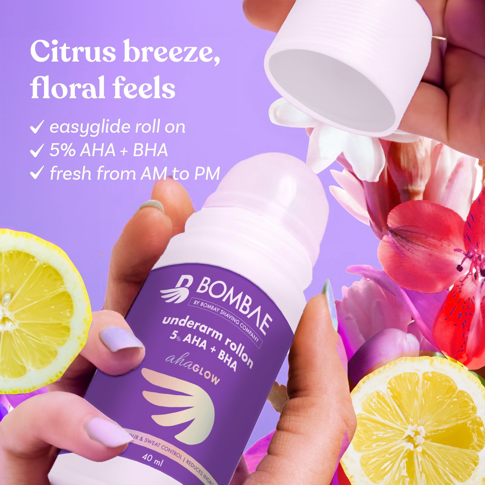 Bombae Underarm Roll-On with 5% Aha+Bha