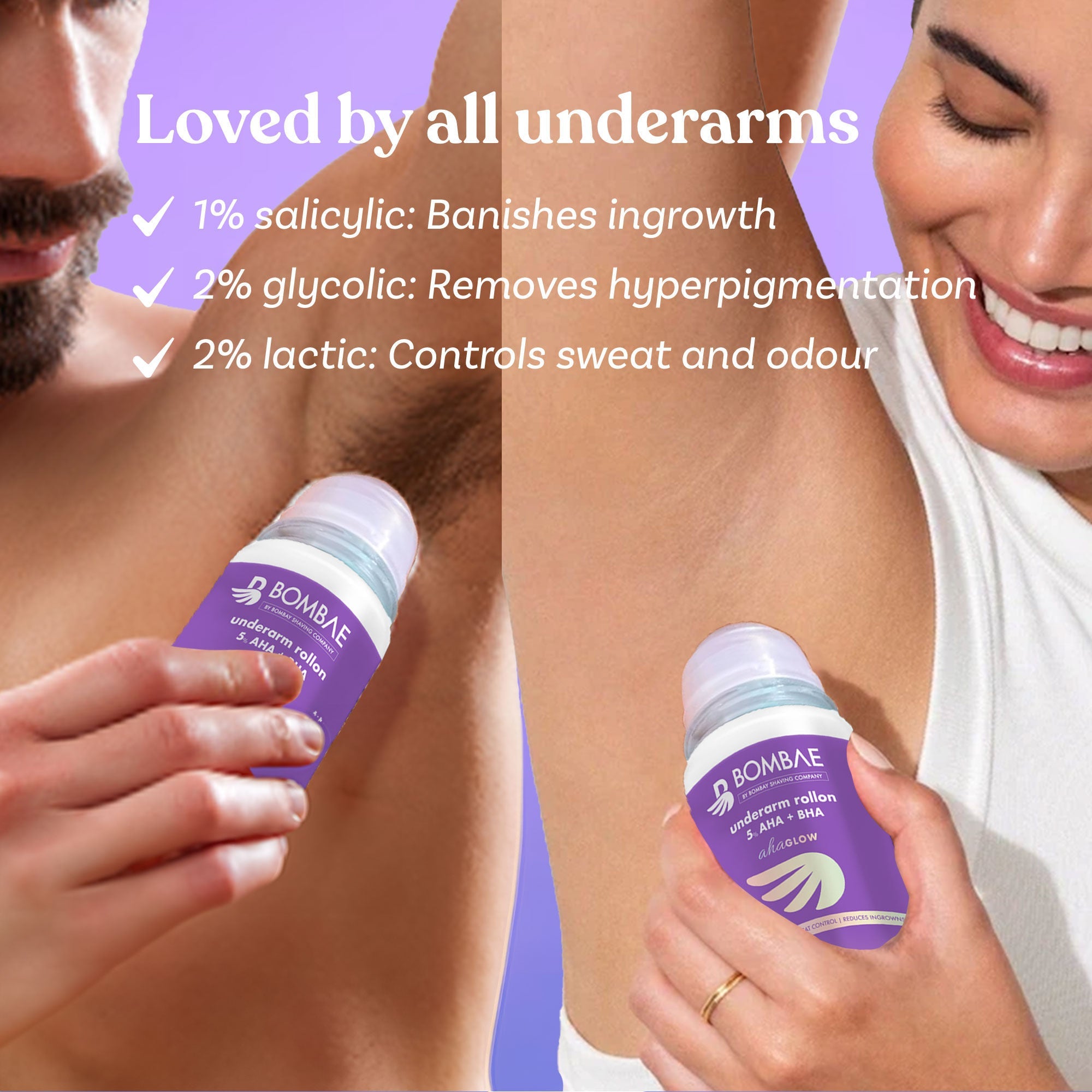 Bombae Underarm Roll-On with 5% Aha+Bha