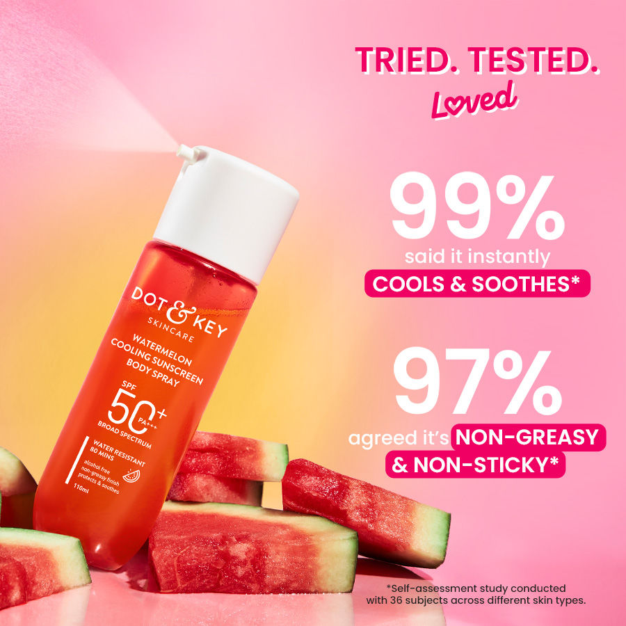 Dot & Key Watermelon Cooling Sunscreen Body Spray In-Vivo Tested SPF 50+ PA+++, Easy Re-application