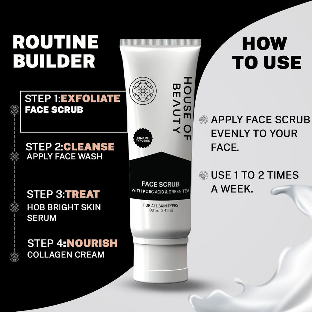 House Of Beauty Face Scrub With Kojic Acid & Green Tea