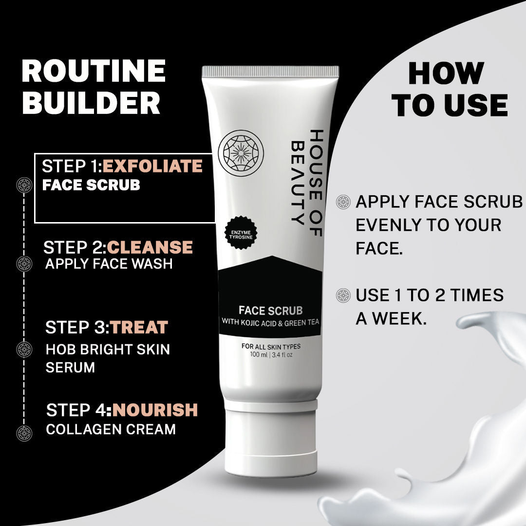 House Of Beauty Face Scrub With Kojic Acid & Green Tea