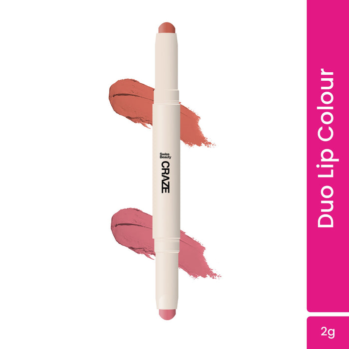 Swiss Beauty CRAZE Duo 2 In 1 Satin Matte Finish Lipstick Non-Transfer Lip Colour