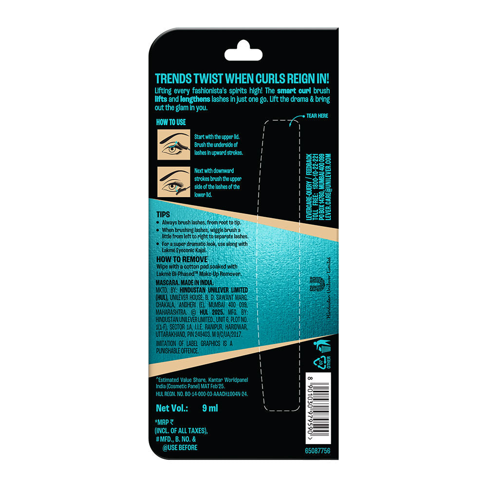 Lakme 9 To 5 Eyeconic Curling Mascara, Smudgeproof, Waterproof, Lasts Upto 24 Hrs