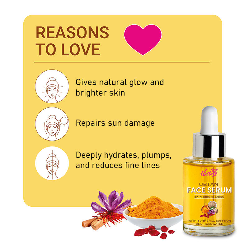 IBA Ubtan Face Serum With Turmeric, Saffron & Rosewater For Skin Brightening
