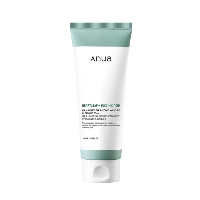 Anua Heartleaf Succinic Moisture Cleansing Foam, Non-Stripping & pH Balanced for Sensitive Skin
