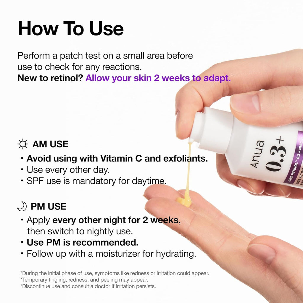 Anua Retinol 0.3 Niacin Renewing Serum, Anti-Aging Serum with Peptides Reduces Fine Lines & Wrinkles