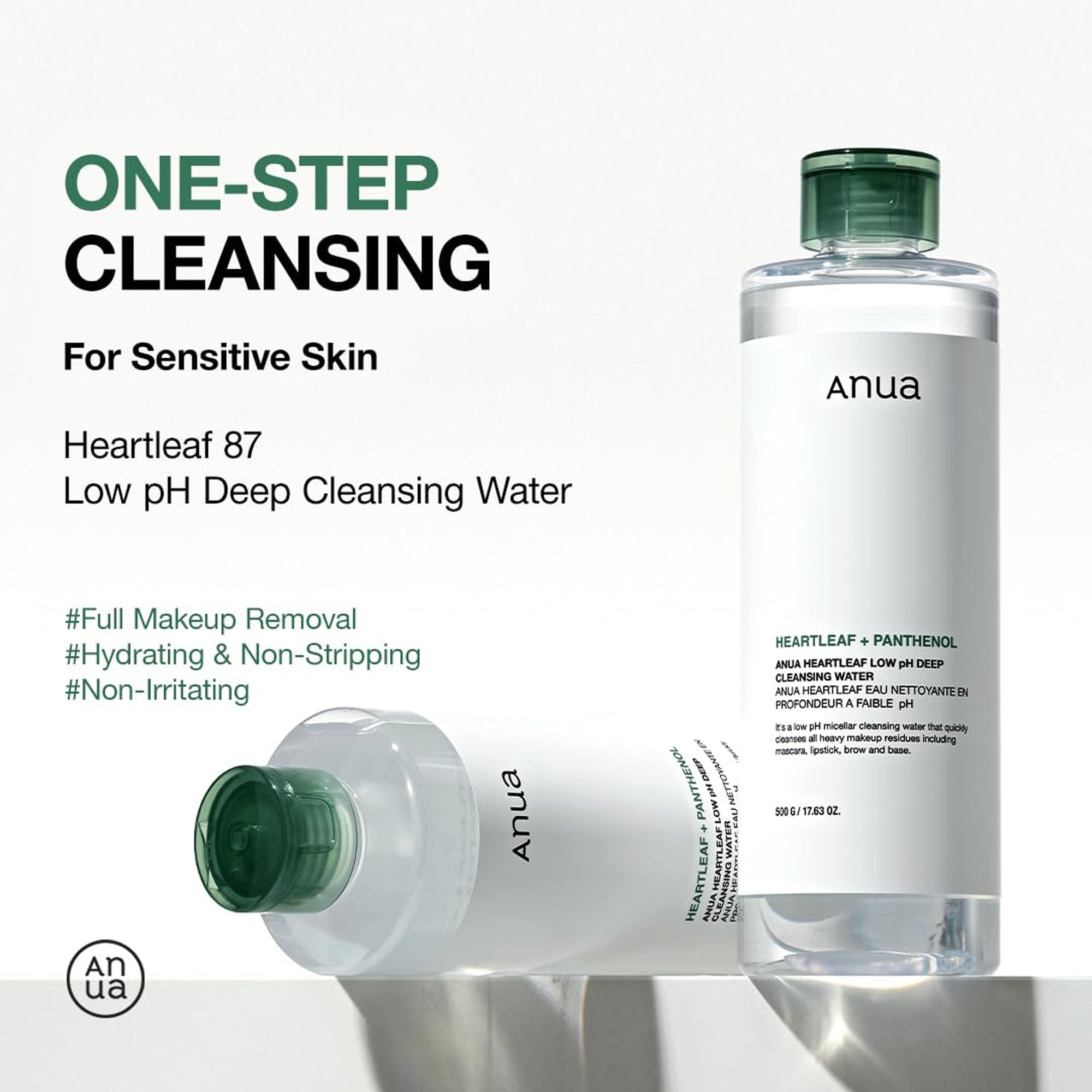 Anua Heartleaf Low Ph Deep Cleansing Water with Micellar Technology Removes Makeup & Impurities