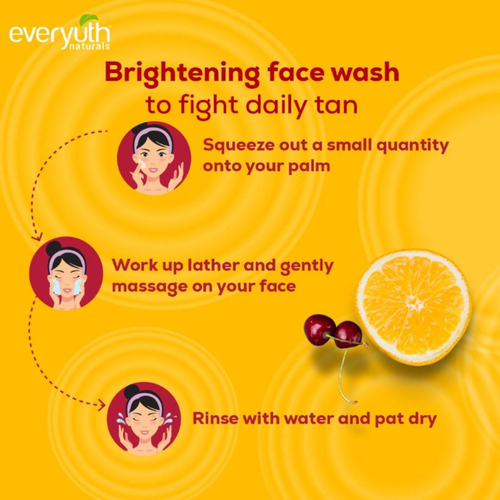 Everyuth Naturals Face Wash - Brightening Lemon & Cherry, Suits all Skin Types, Paraben Free
