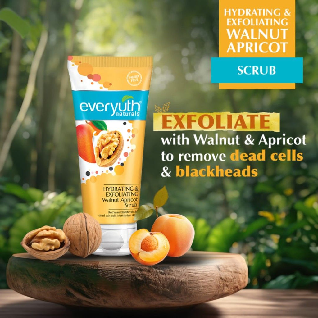 Everyuth Naturals Hydrating & Exfoliating Walnut Apricot Scrub, Gentle Face Scrub