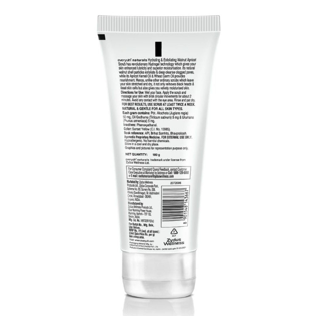 Everyuth Naturals Hydrating & Exfoliating Walnut Apricot Scrub, Gentle Face Scrub