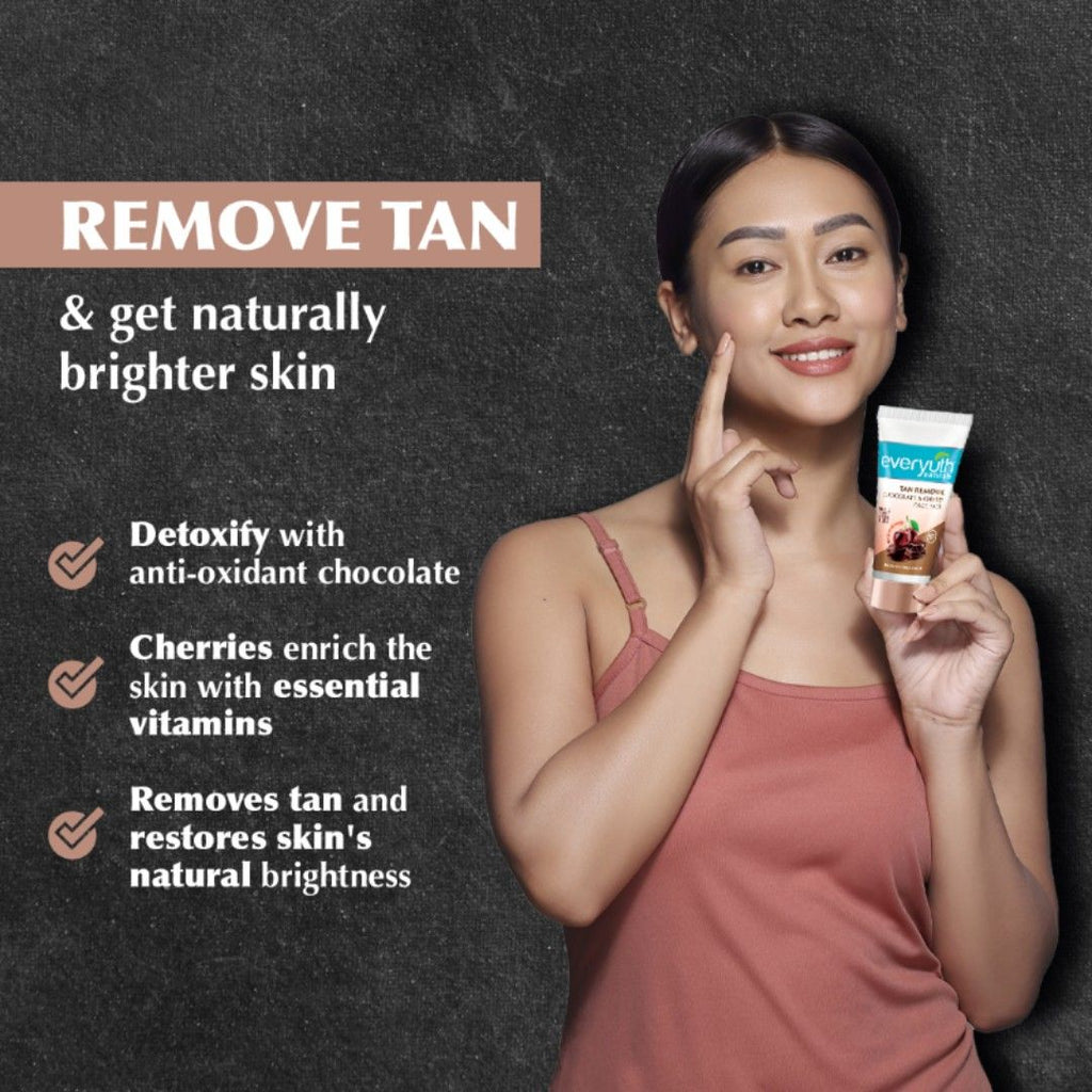 Everyuth Naturals Tan Removal Pack for Face & Body - Chocolate & Cherry Dtan