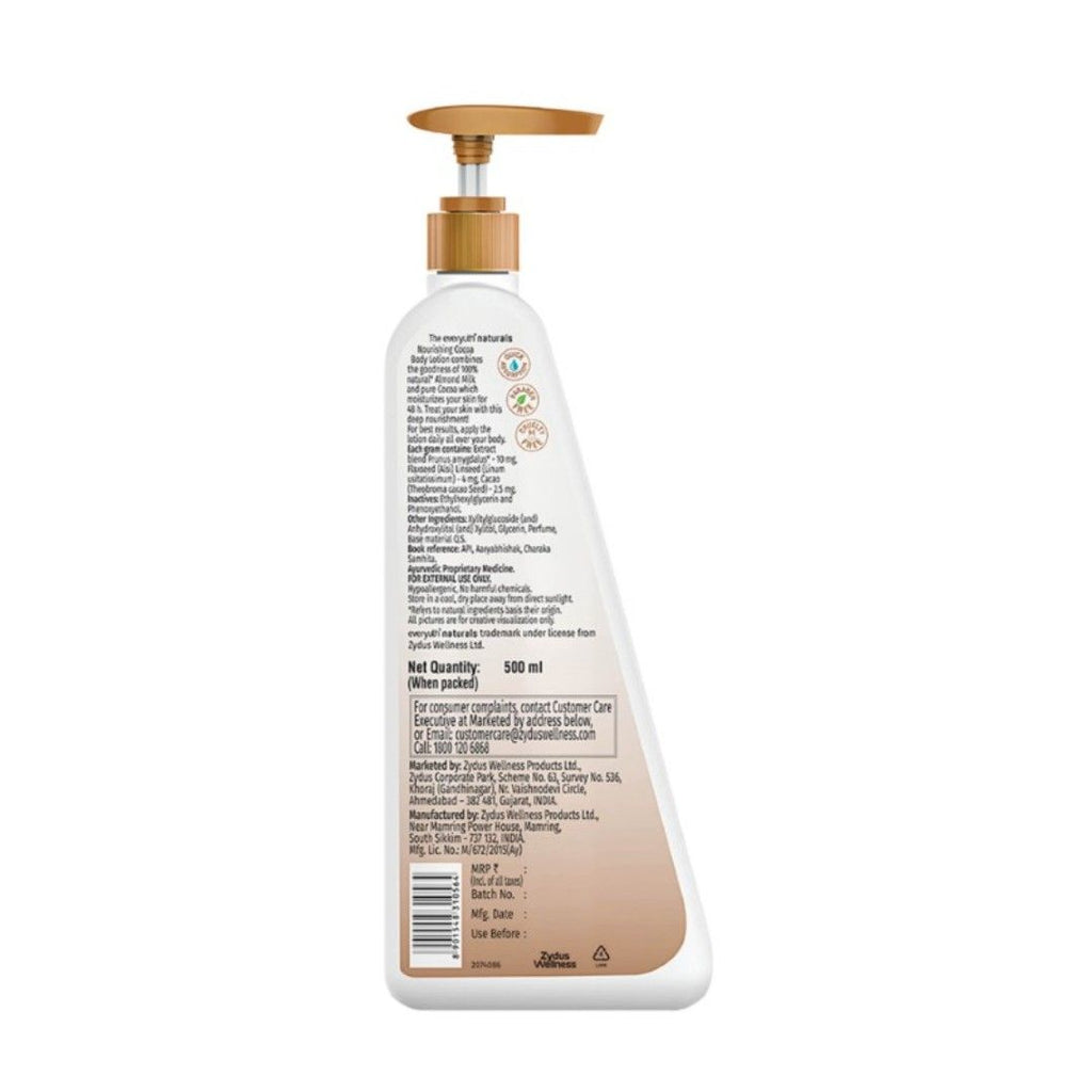 Everyuth Naturals Body Lotion - Nourishing Cocoa with 100% Natural Almond Milk, Non-Sticky
