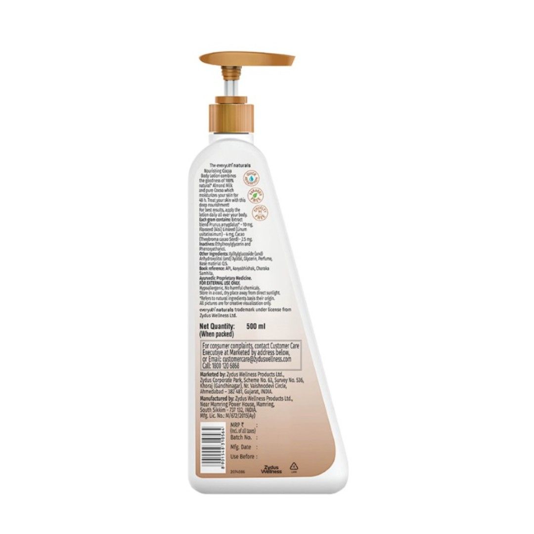 Everyuth Naturals Body Lotion - Nourishing Cocoa with 100% Natural Almond Milk, Non-Sticky