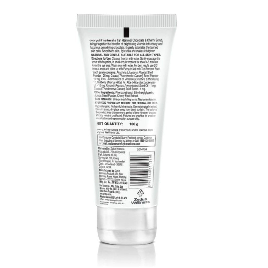 Everyuth Naturals Tan Removal Scrub - Chocolate & Cherry Dtan, Paraben Free