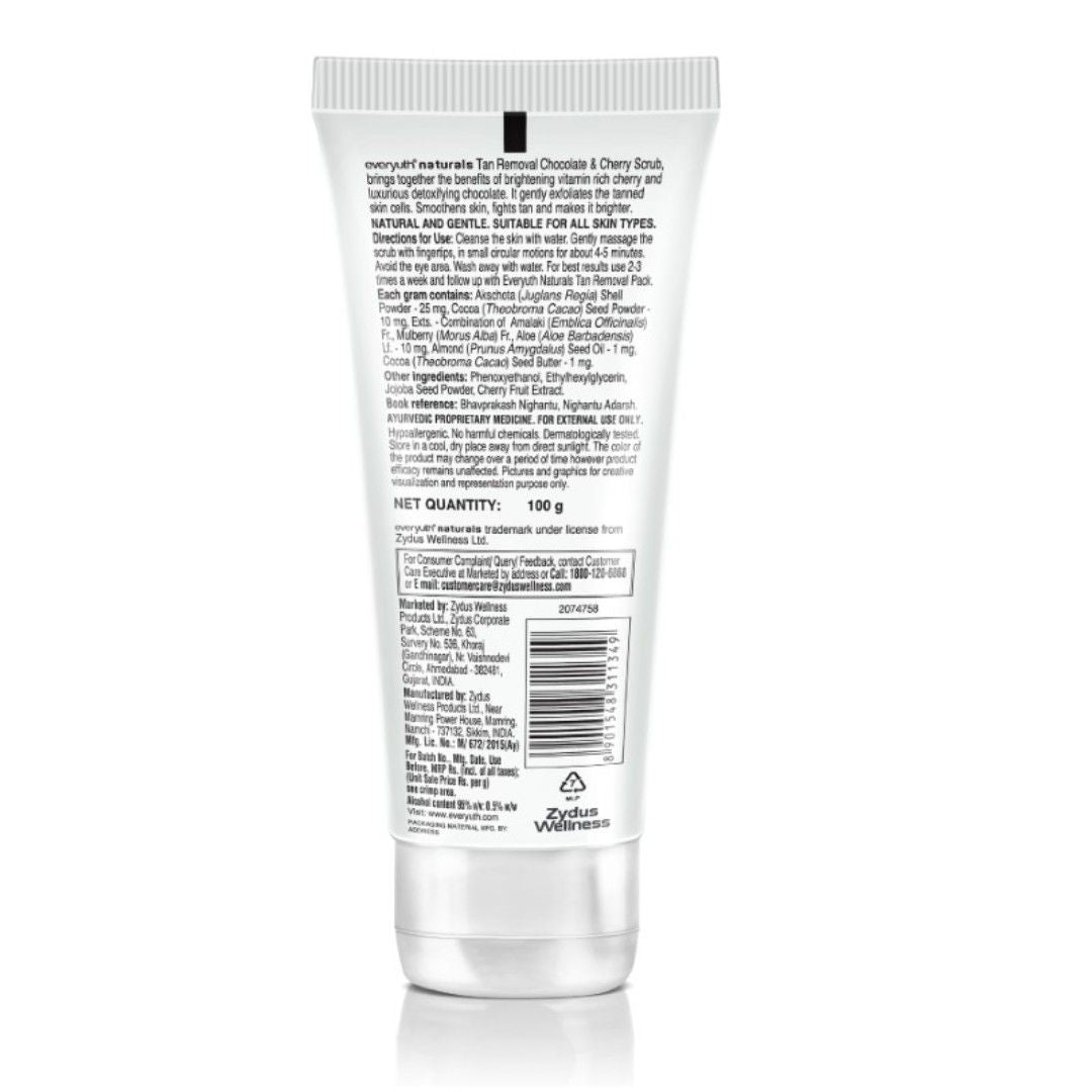 Everyuth Naturals Tan Removal Scrub - Chocolate & Cherry Dtan, Paraben Free