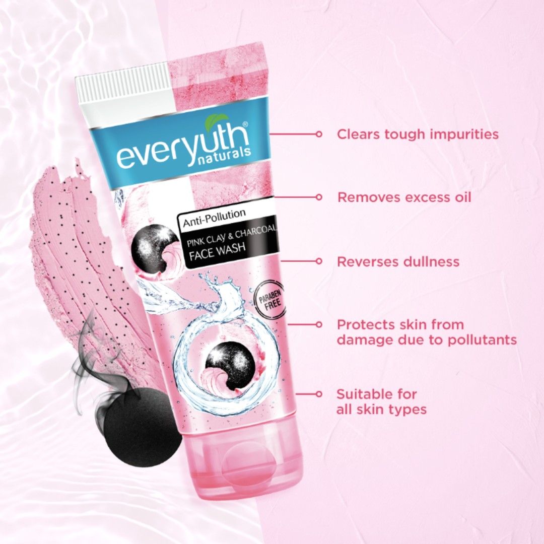 Everyuth Naturals Anti Pollution Pink Clay & Charcoal Face Wash