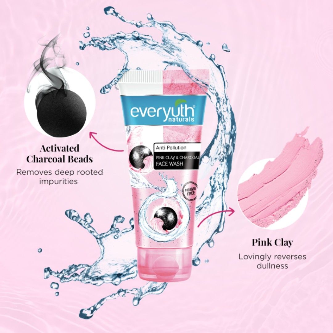 Everyuth Naturals Anti Pollution Pink Clay & Charcoal Face Wash