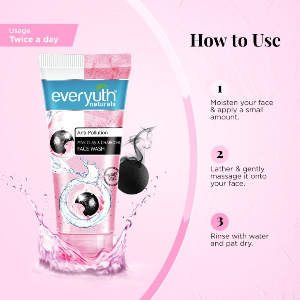Everyuth Naturals Anti Pollution Pink Clay & Charcoal Face Wash