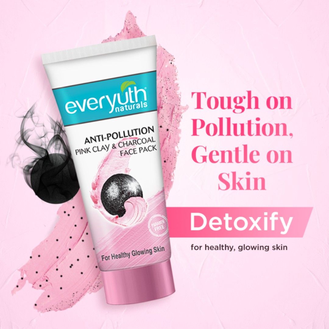 Everyuth Naturals Anti Pollution Pink Clay & Charcoal Face Pack