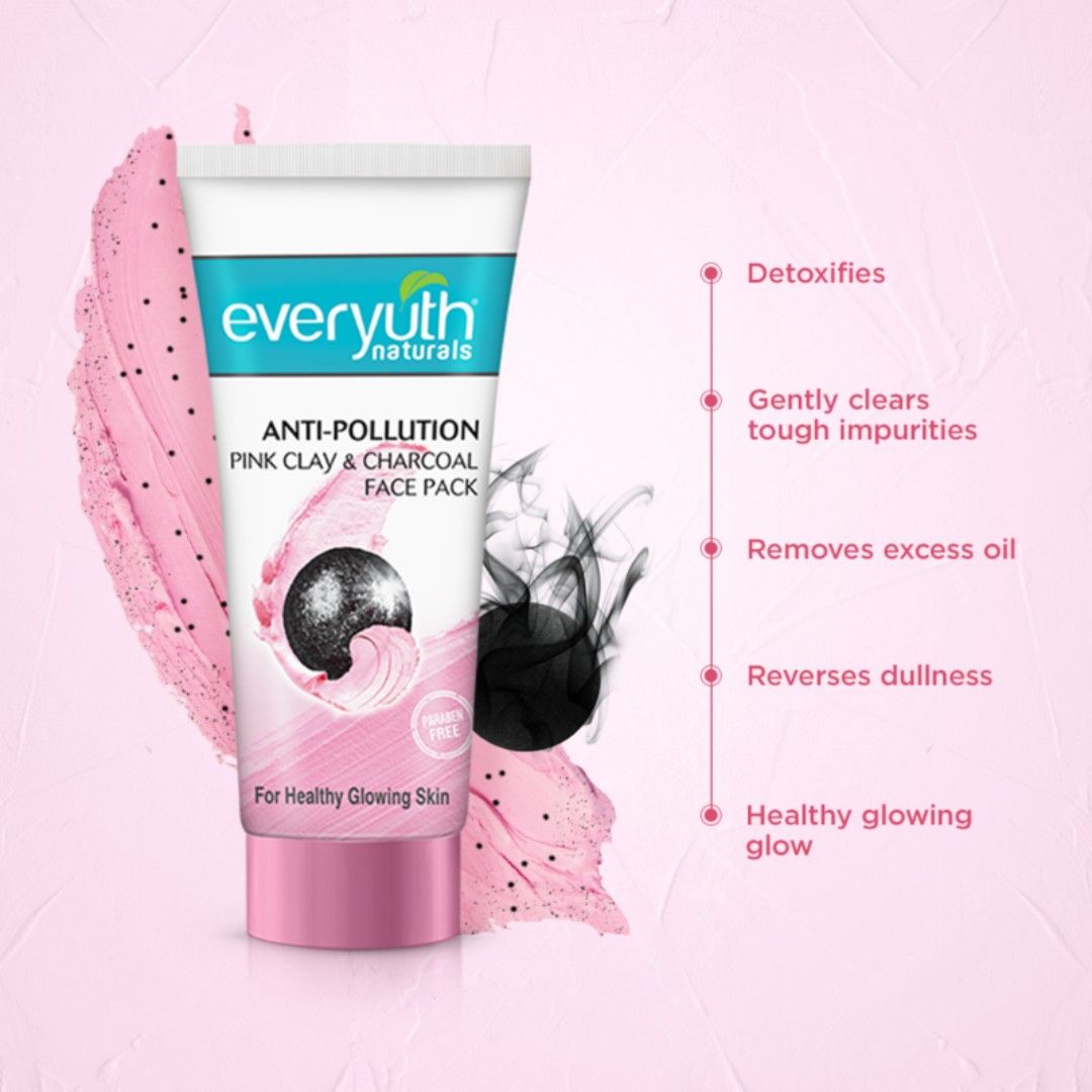Everyuth Naturals Anti Pollution Pink Clay & Charcoal Face Pack