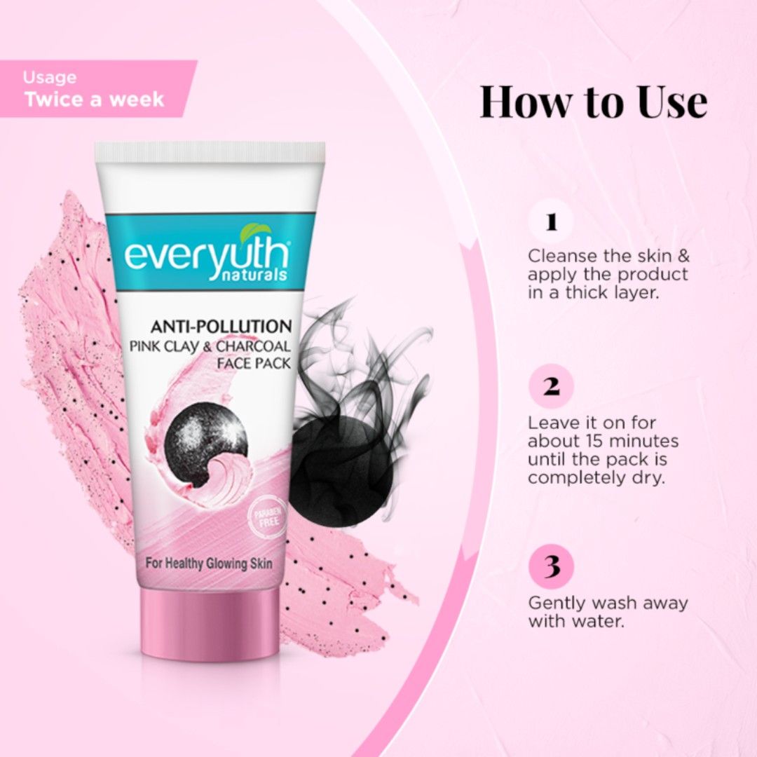 Everyuth Naturals Anti Pollution Pink Clay & Charcoal Face Pack