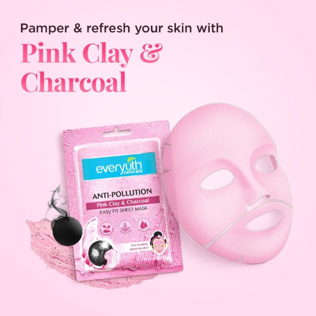 Everyuth Naturals Anti Pollution Sheet Mask - Pink Clay & Charcoal