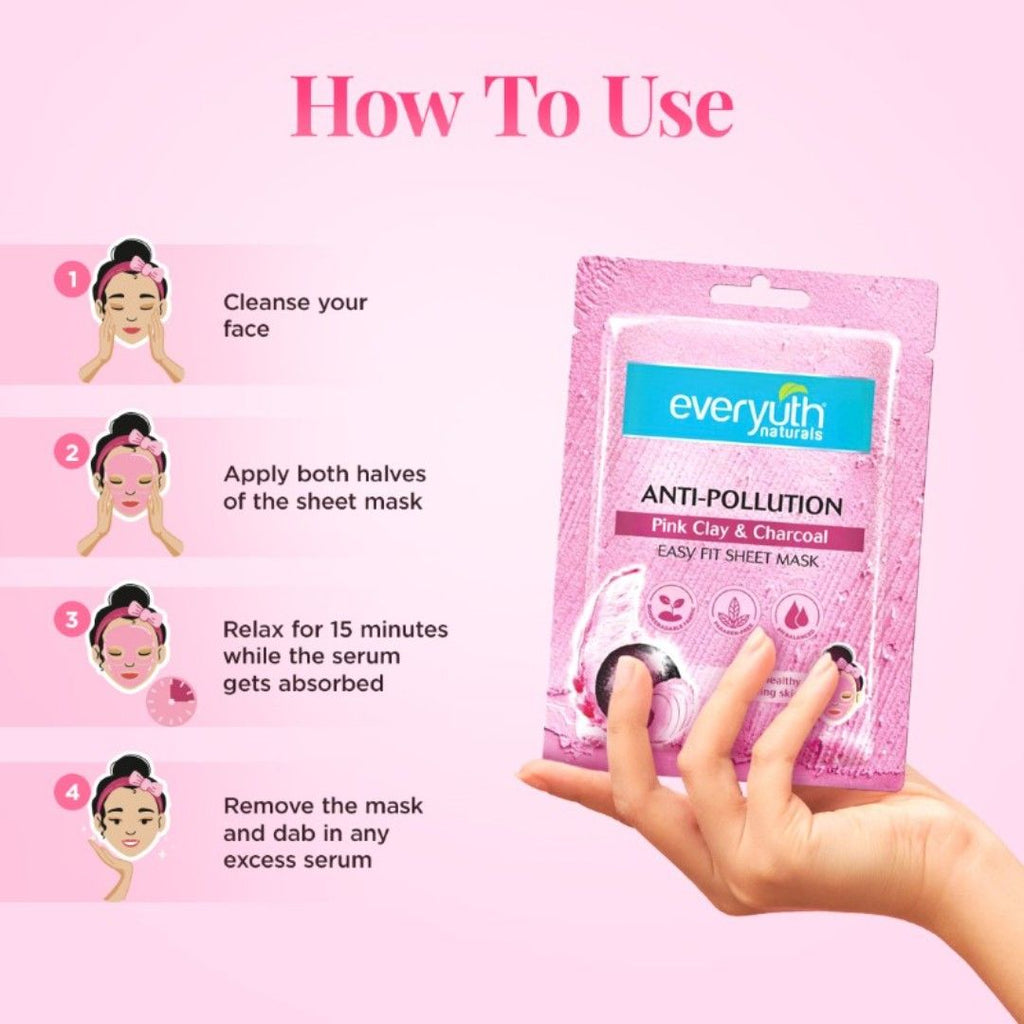 Everyuth Naturals Anti Pollution Sheet Mask - Pink Clay & Charcoal