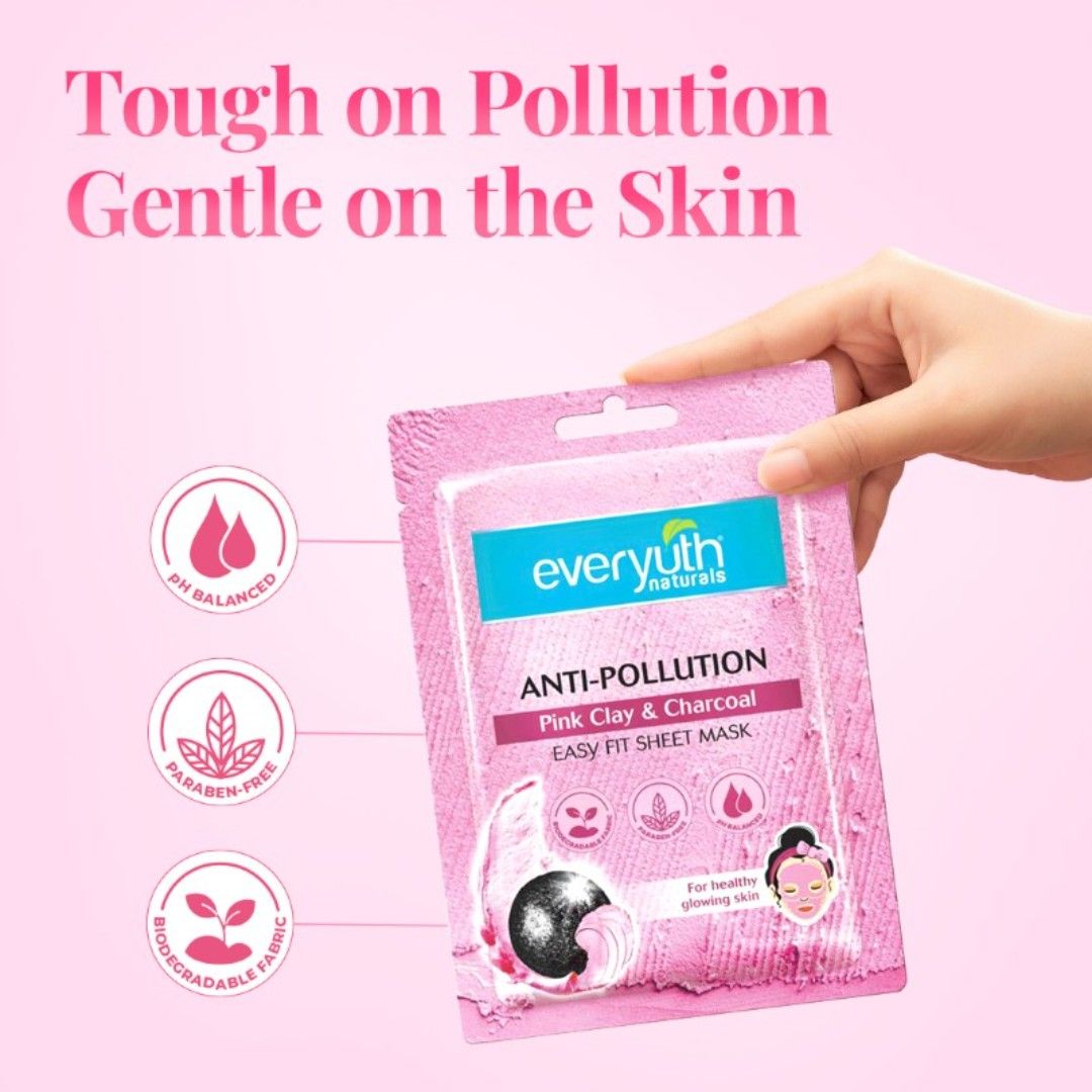 Everyuth Naturals Anti Pollution Sheet Mask - Pink Clay & Charcoal