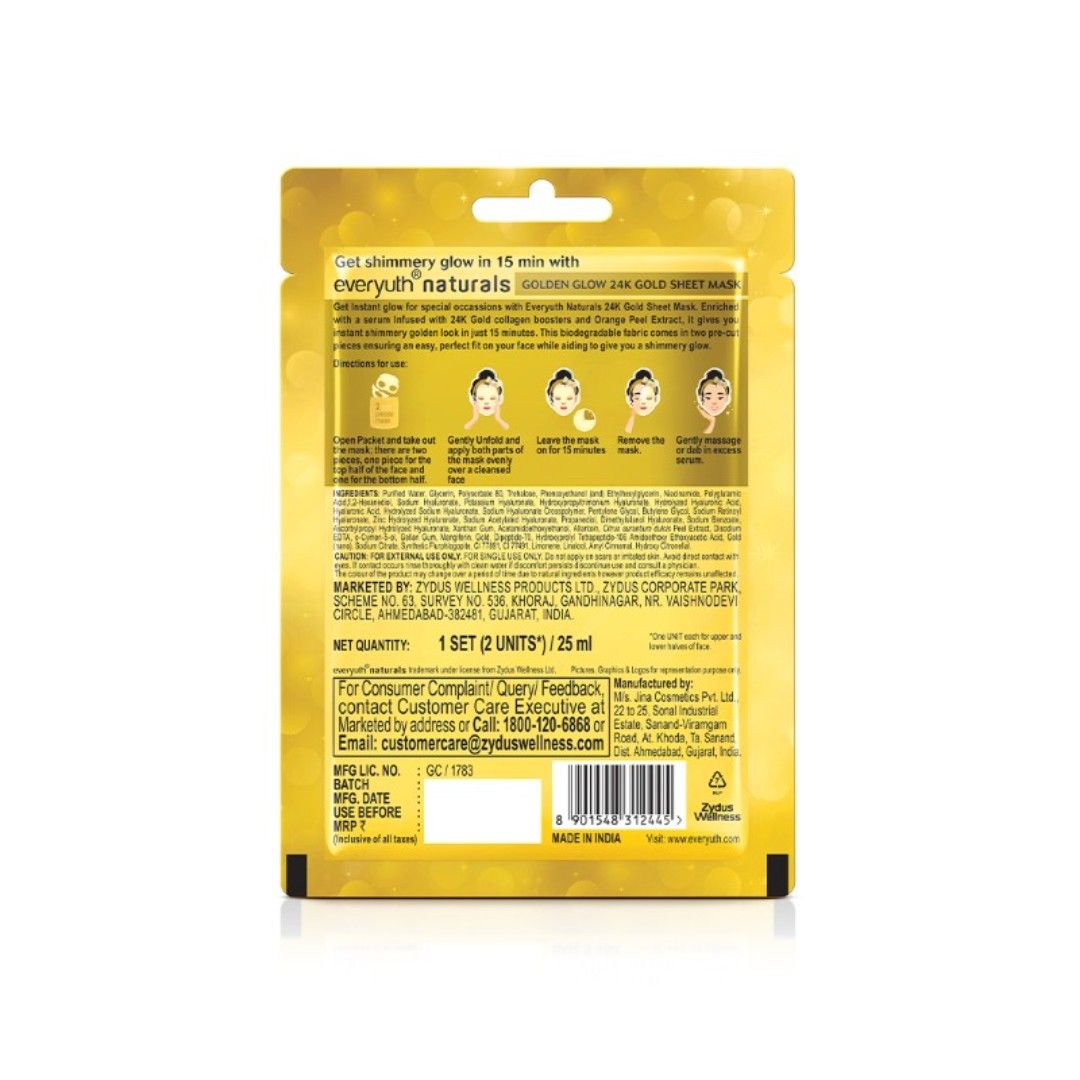 Everyuth Naturals Golden Glow Sheet Mask - 24K Gold