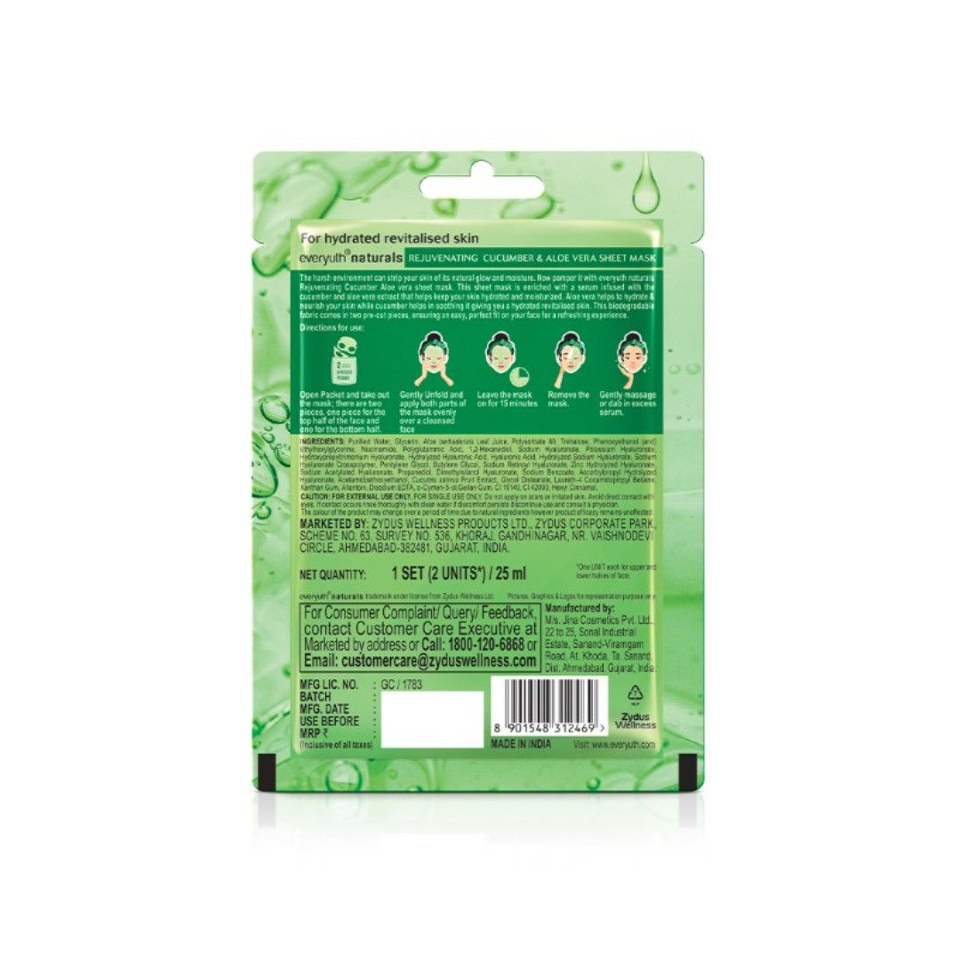 Everyuth Naturals Rejuvenating Sheet Mask - Cucumber & Aloe Vera