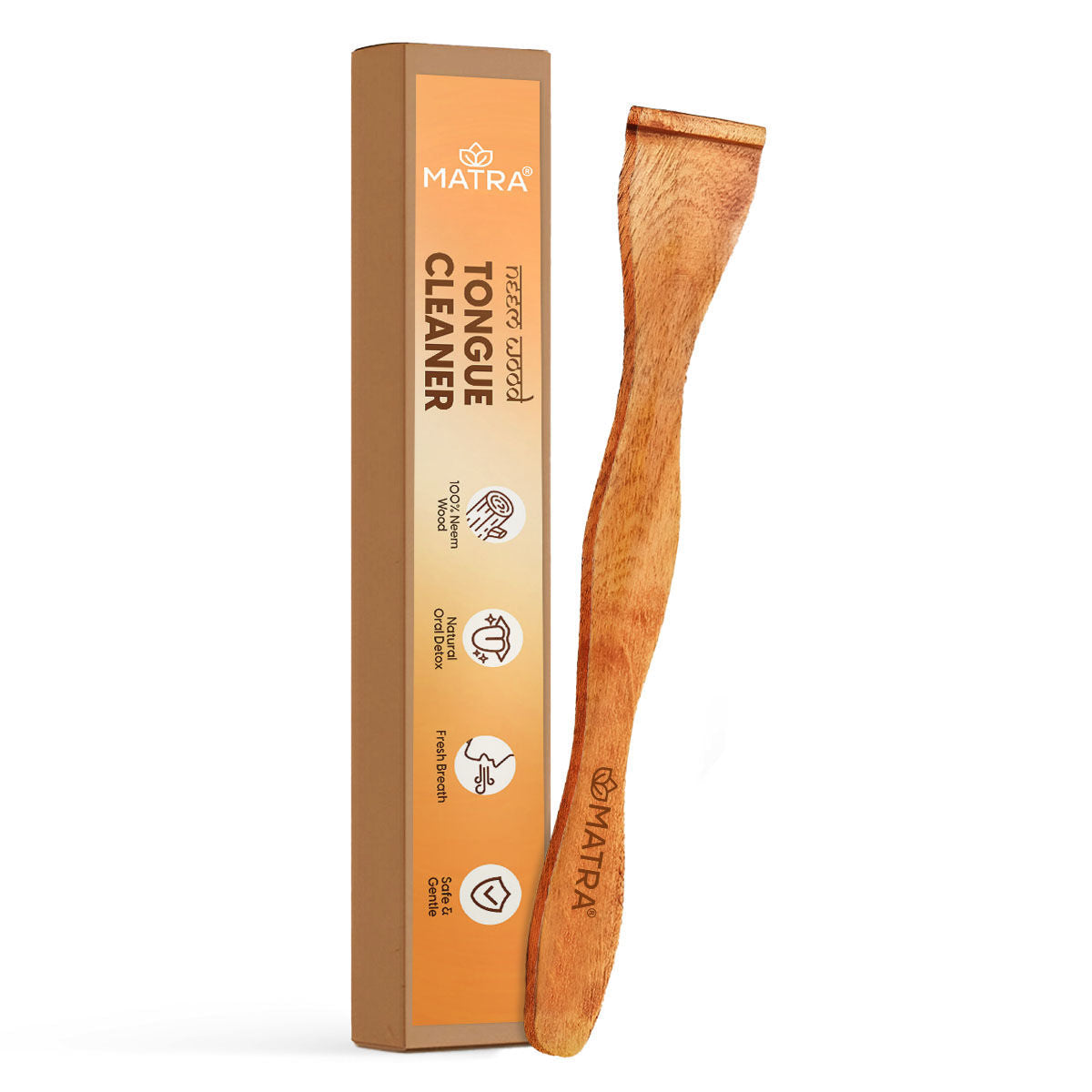 Matra Neem Wood Tongue Cleaner Wooden Scraper For Oral Hygiene & Digestive Health