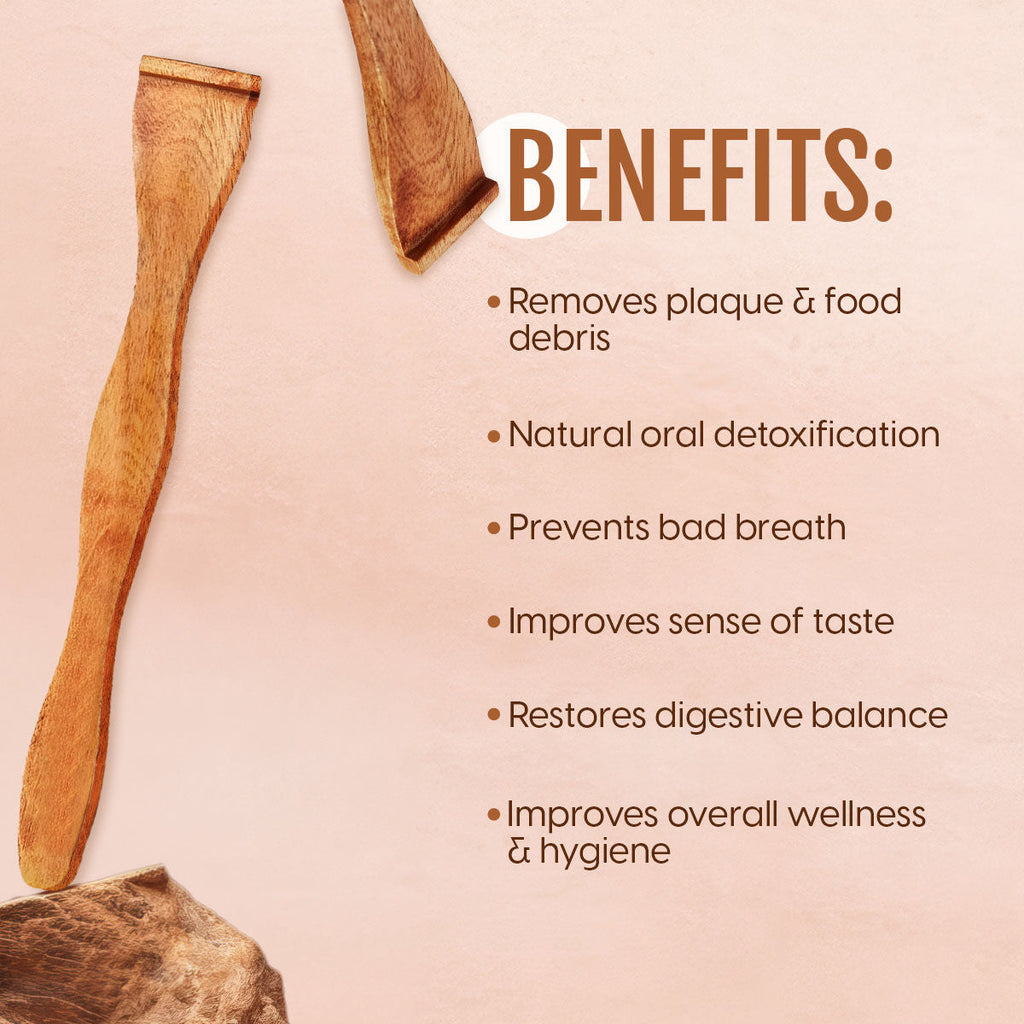 Matra Neem Wood Tongue Cleaner Wooden Scraper For Oral Hygiene & Digestive Health
