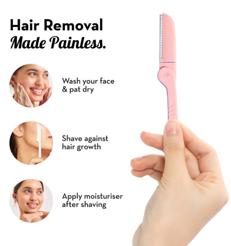 Beautiliss Folding Face & Eyebrow Razor – Painfree Hair Removal Tool for Women (Color May Vary)