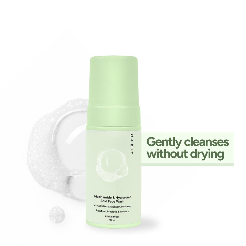Gabit Niacinamide & Hyaluronic Acid Foaming Face Wash With Vitamin B5 For Glowing & Hydrated Skin