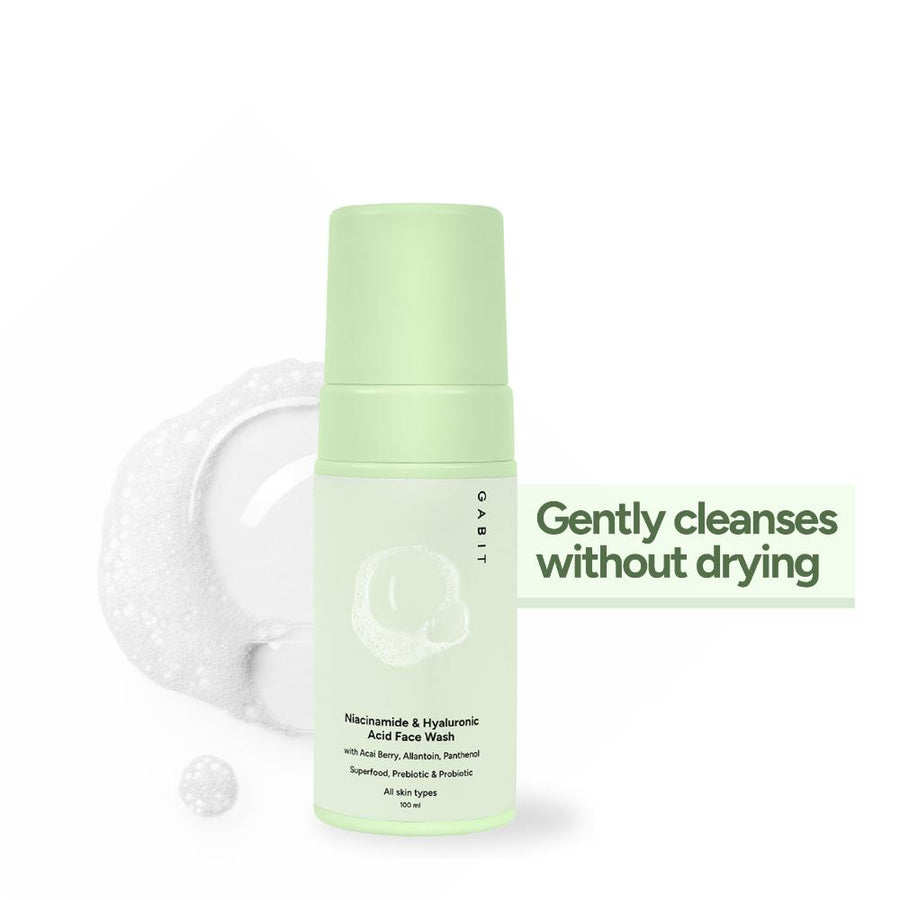 Gabit Niacinamide & Hyaluronic Acid Foaming Face Wash With Vitamin B5 For Glowing & Hydrated Skin
