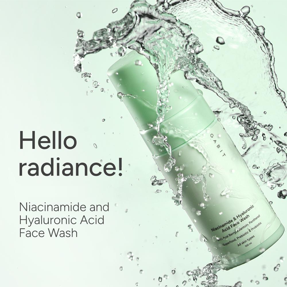 Gabit Niacinamide & Hyaluronic Acid Foaming Face Wash With Vitamin B5 For Glowing & Hydrated Skin