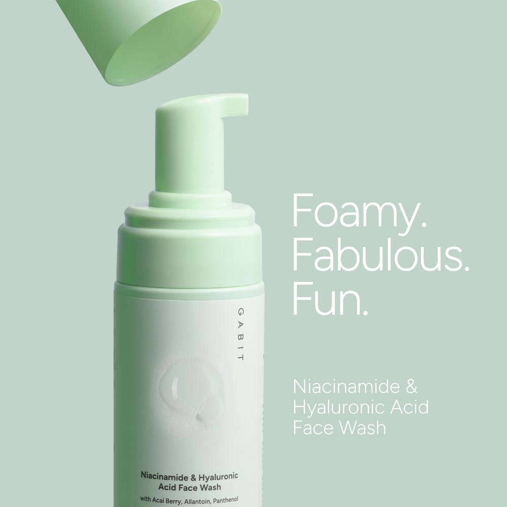 Gabit Niacinamide & Hyaluronic Acid Foaming Face Wash With Vitamin B5 For Glowing & Hydrated Skin