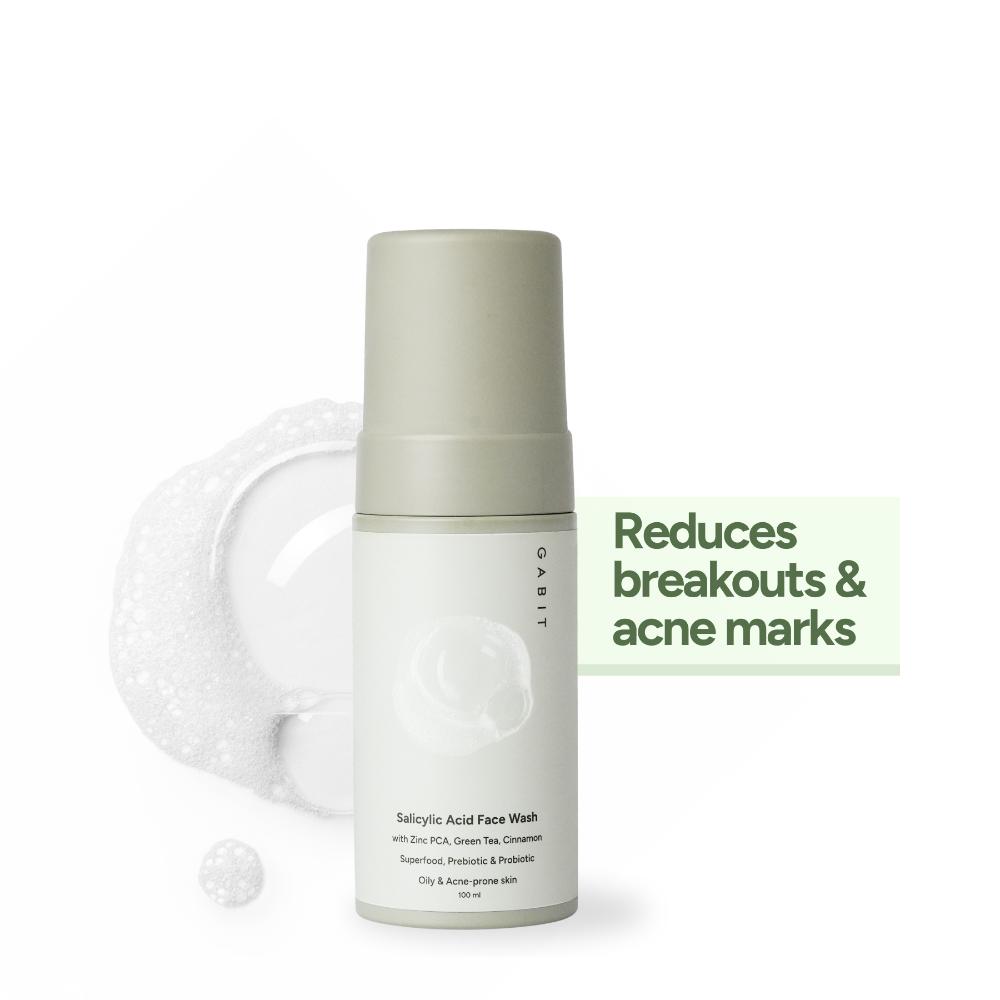 Gabit Salicylic Acid Face Wash With Green Tea & Zinc, For Oily & Acne Prone Skin, Reduces Open Pores