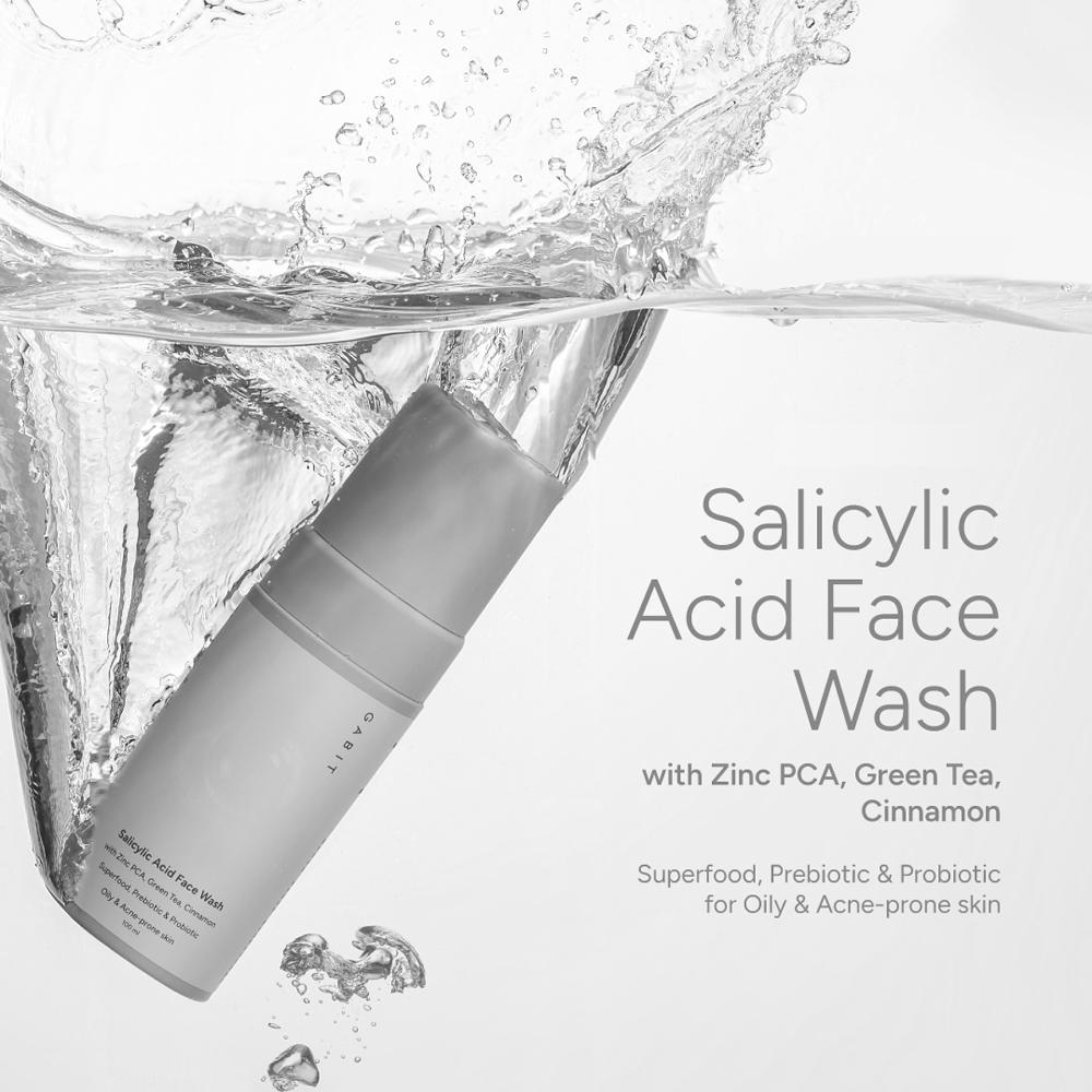 Gabit Salicylic Acid Face Wash With Green Tea & Zinc, For Oily & Acne Prone Skin, Reduces Open Pores