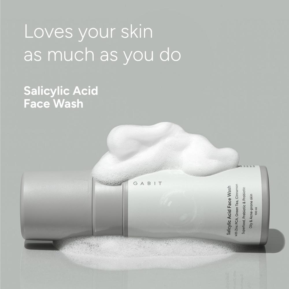 Gabit Salicylic Acid Face Wash With Green Tea & Zinc, For Oily & Acne Prone Skin, Reduces Open Pores
