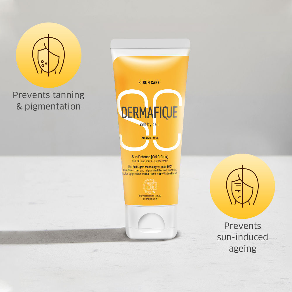 Dermafique Sun Defense Gel Creme SPF 30 Sunscreen, Prevents Tanning And Pigmentation