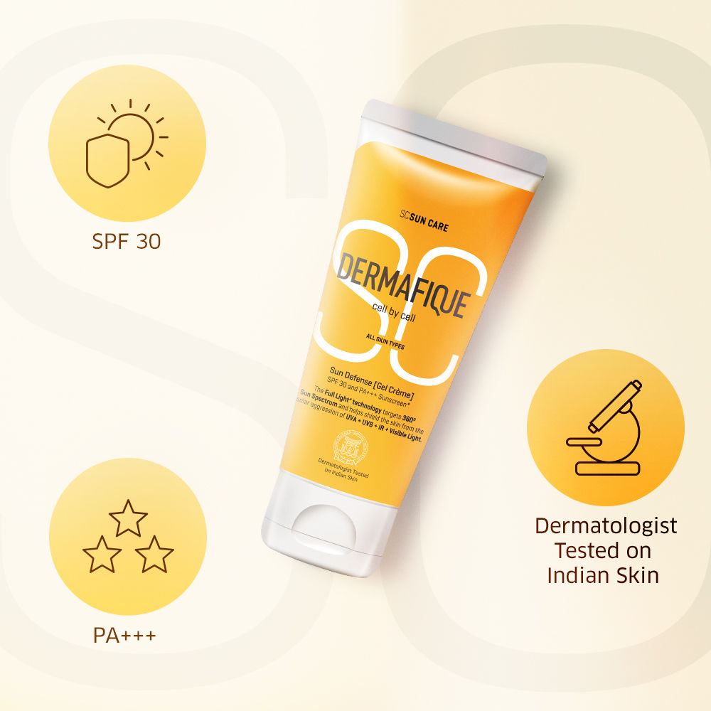 Dermafique Sun Defense Gel Creme SPF 30 Sunscreen, Prevents Tanning And Pigmentation