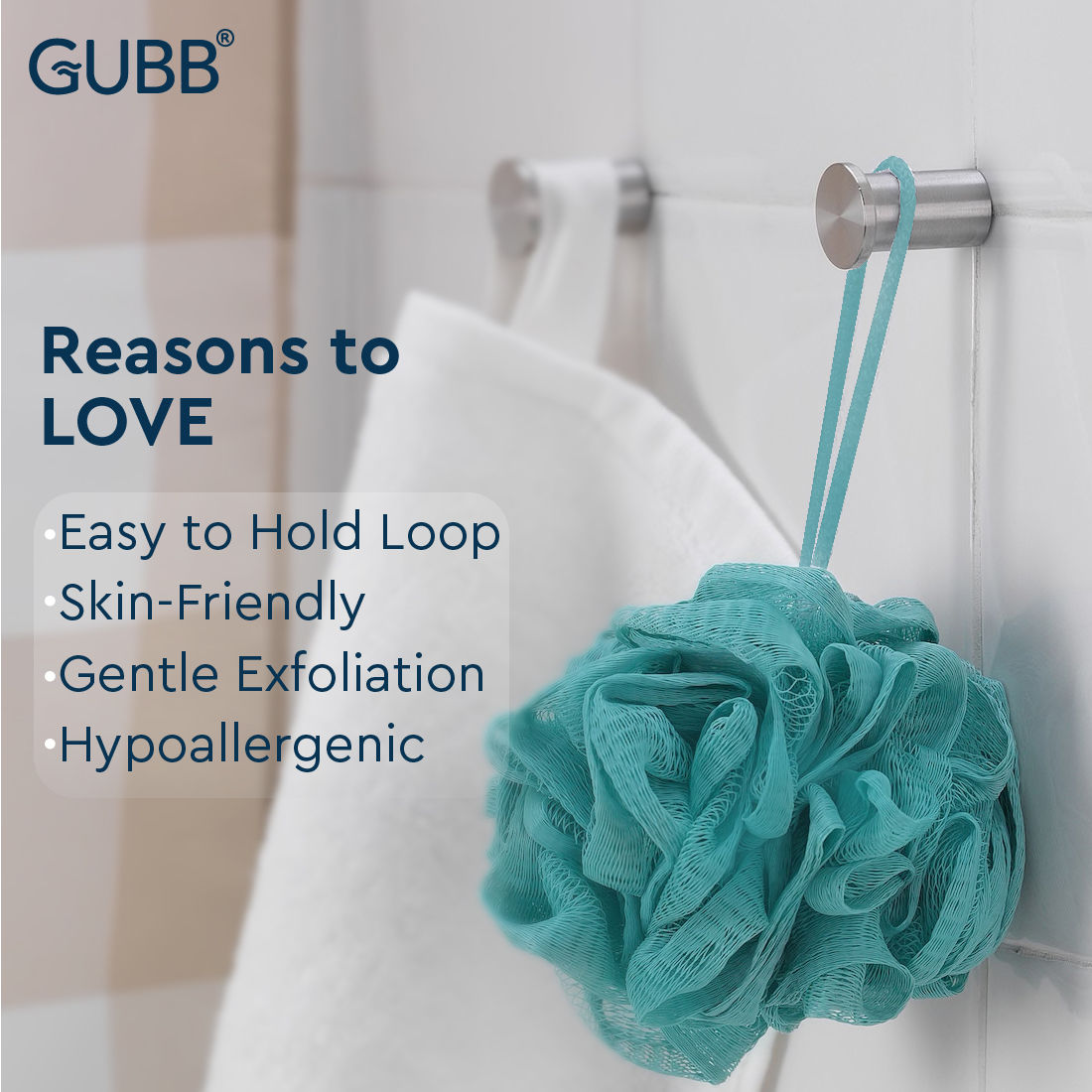 GUBB Luxe Bath Sponge Round Loofah For Women & Men - Pebble