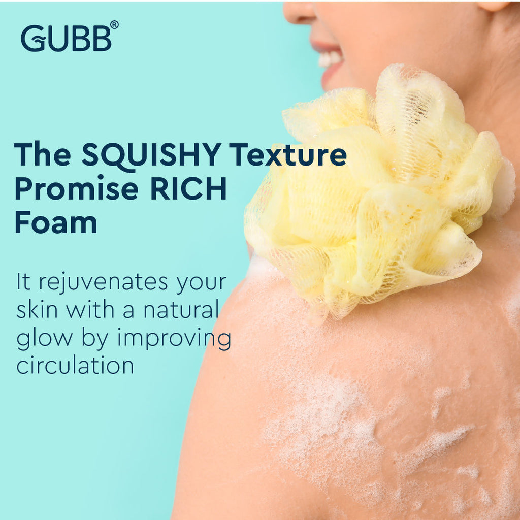 GUBB Luxe Bath Sponge Round Loofah For Women & Men - Pebble