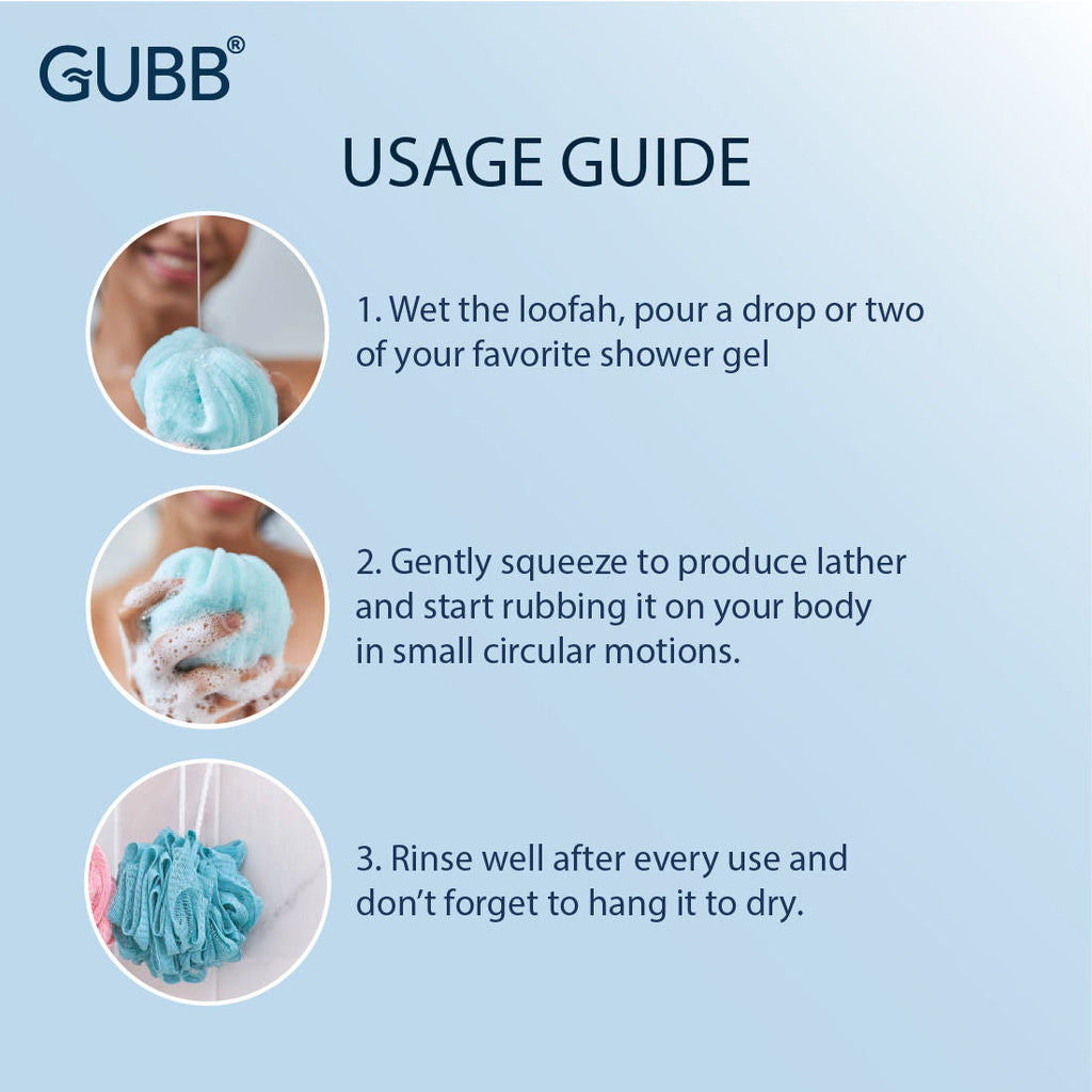 GUBB Luxe Bath Sponge Round Loofah For Women & Men - Pebble