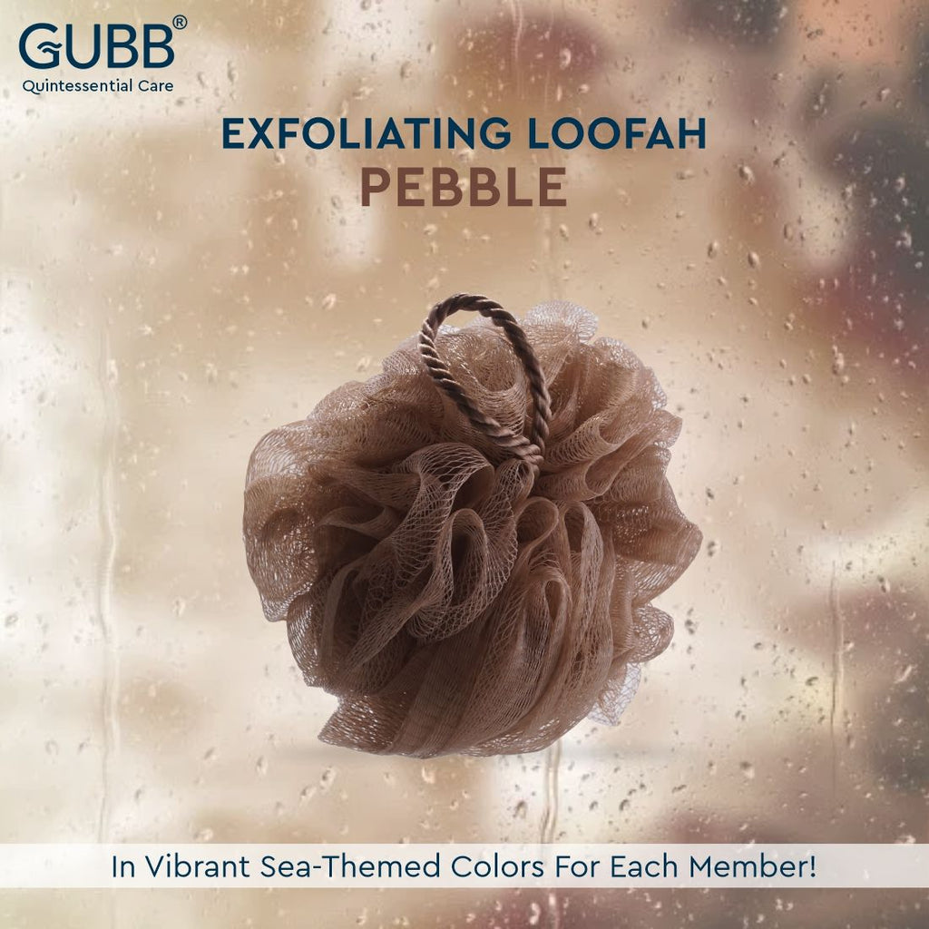 GUBB Luxe Bath Sponge Round Loofah For Women & Men - Pebble
