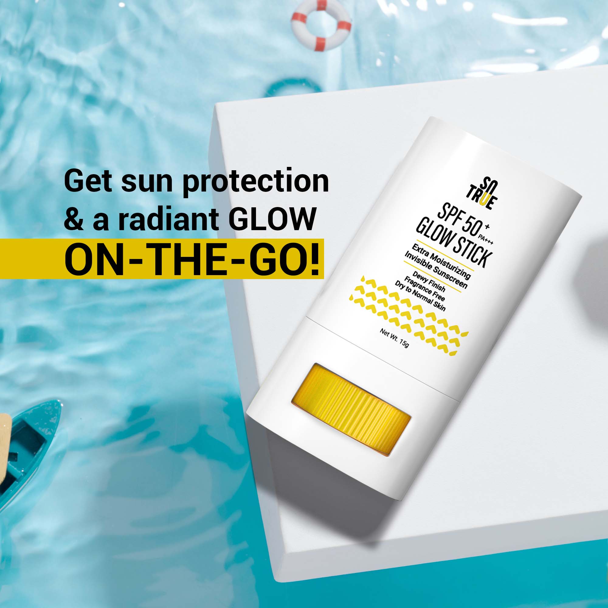 Sotrue SPF 50+ Glow Stick Sunscreen For Invisible, Lightweight & Water Resistant