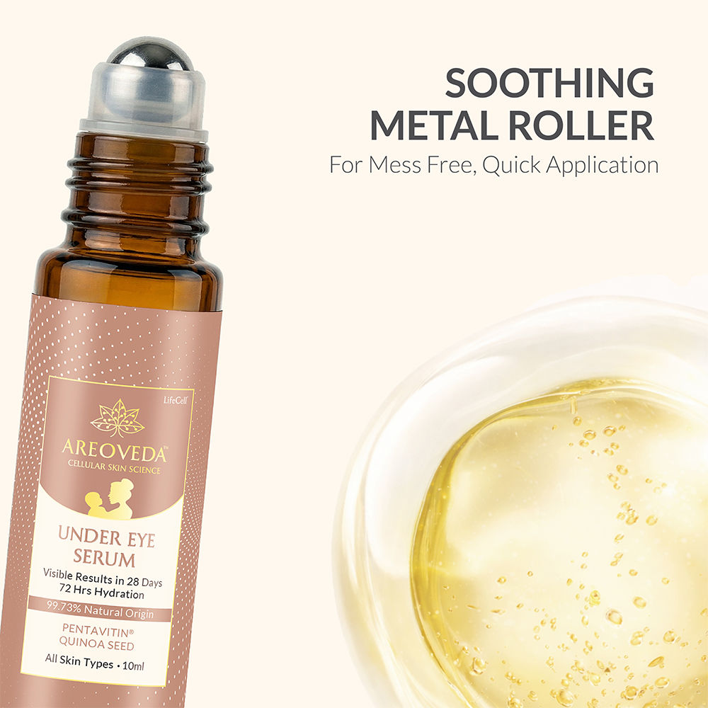 AreoVeda Under Eye Serum, Quinoa Seed Extract & CryoCoffee, Visibly Reduces Dark Circles, Puffiness